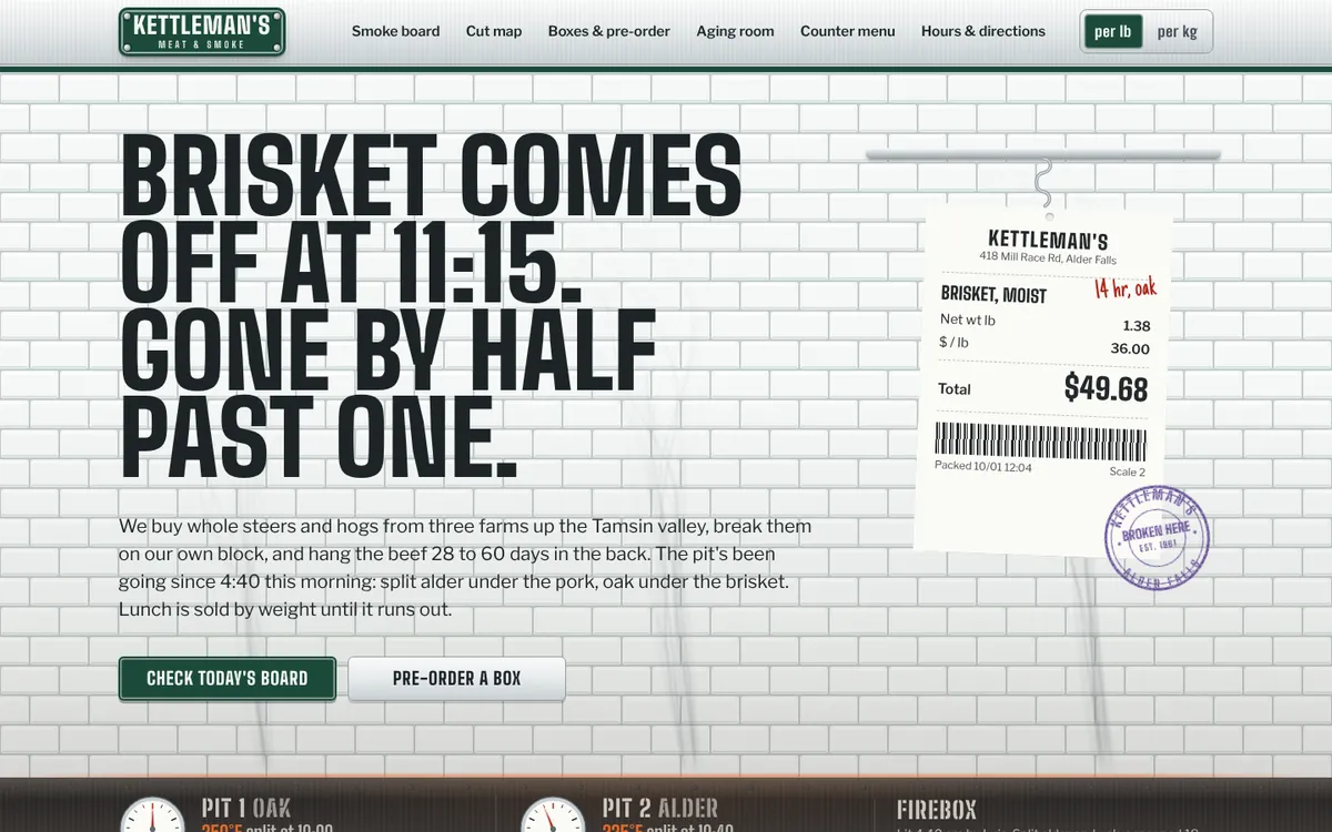 Kettleman's website, desktop view
